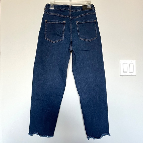 Whistles NEW Stretch Barrel Jeans in Dark Denim High-Waist Ankle Raw Hem Sz 26 - Picture 8 of 12